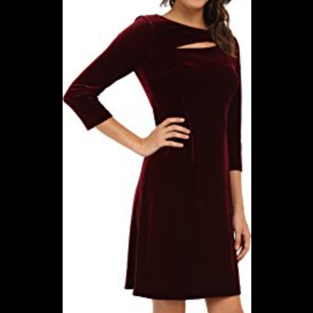 Donna Morgan Women's 3/4 Sleeve Velvet Shift Dress. Excellent condition - Picture 2 of 3